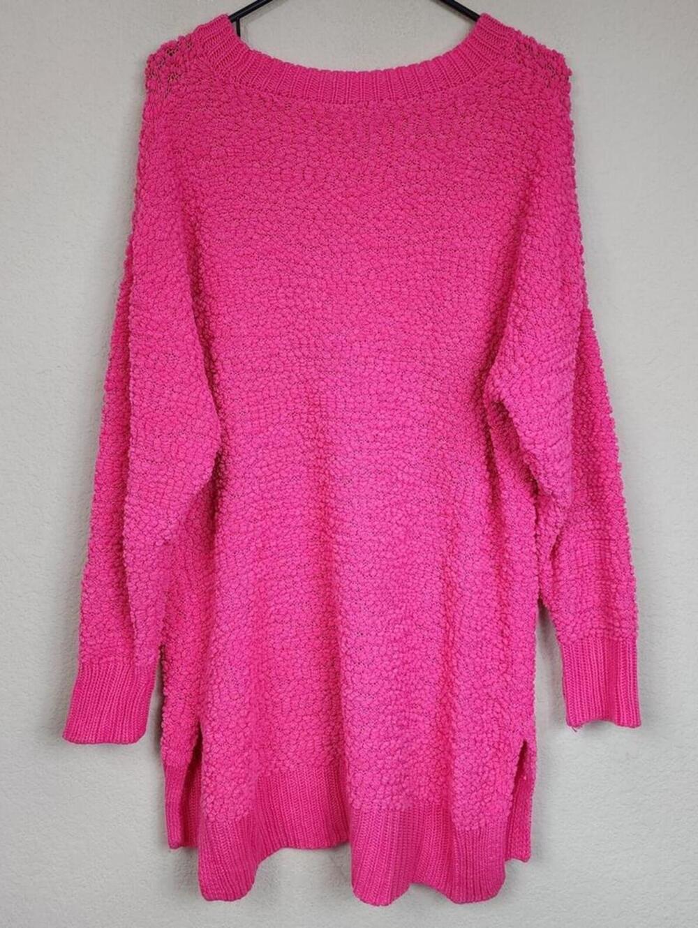 Vintage XL Hot Pink Tunic Sweater - Picture 4 of 4
